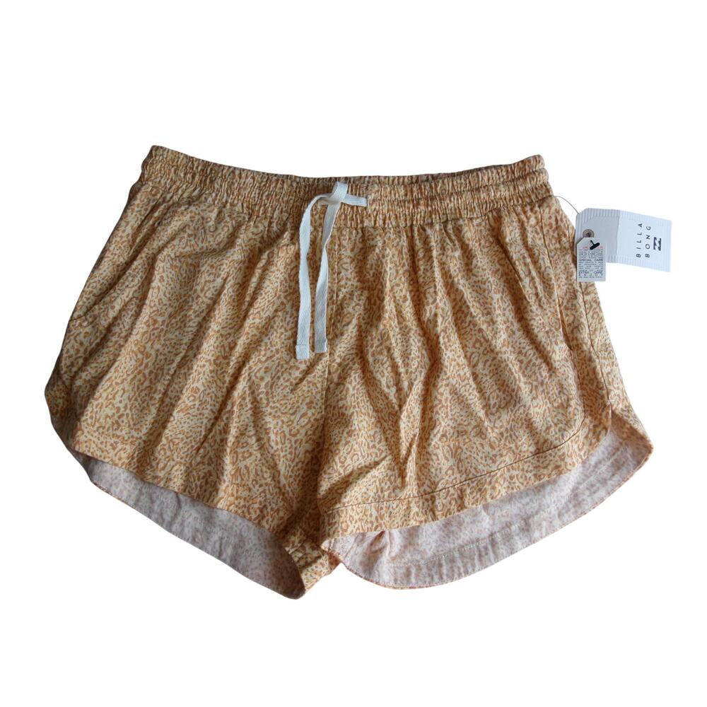 NWT Billabong Road Trippin Print Shorts M 10 Yellow Animal Print